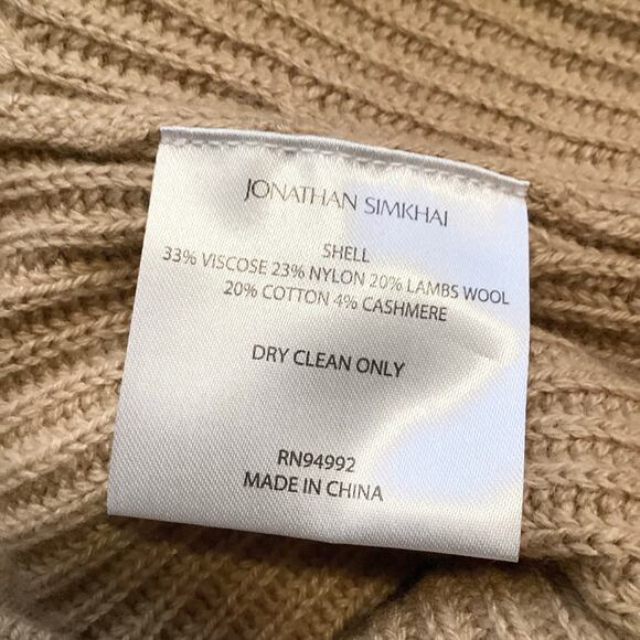 Jonathan Simkhai Wool Cashmere Camel Tan Ribbed Knit Sweater Jogger S - Picture 9 of 9